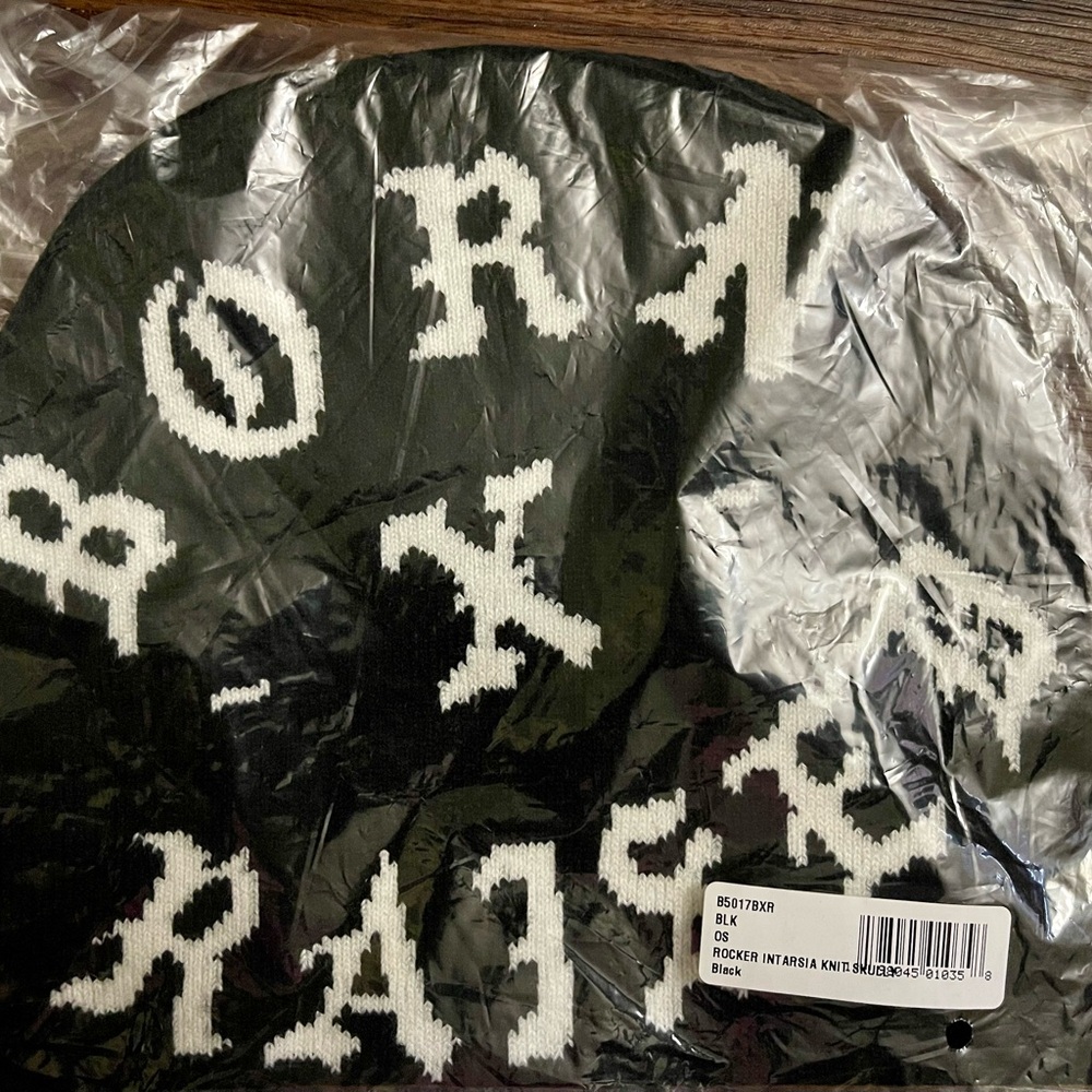 BORN X RAISED ROCKER INTARSIA KNIT SKULLY CAP Black